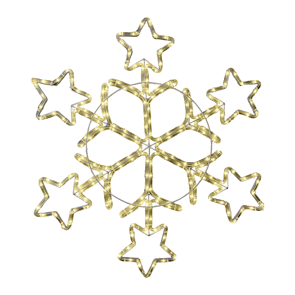 Fiocco di Neve con Stelle e Tubo LED Bianco 84 cm