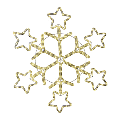 Fiocco di Neve con Stelle e Tubo LED Bianco 84 cm