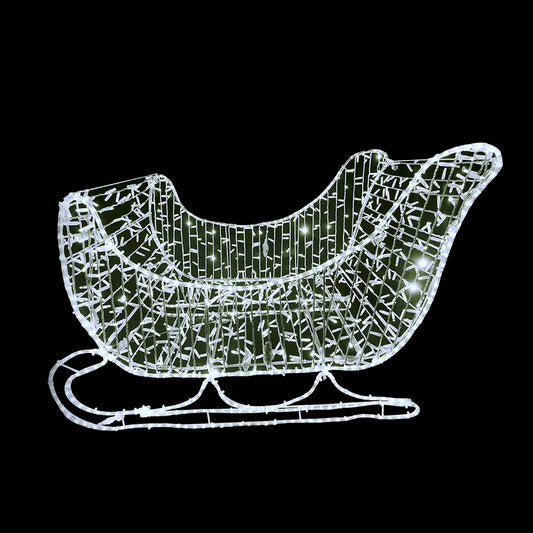 Slitta Natalizia 80x120x80 cm con Tubo LED e Luci Lucciolone