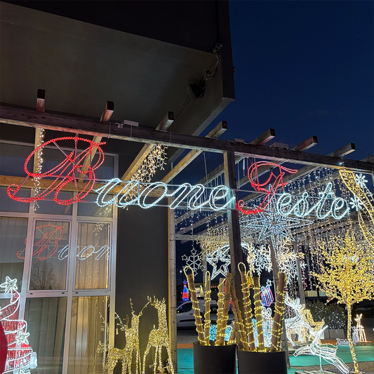 Scritta Luminosa "Buone Feste" Bianca a LED