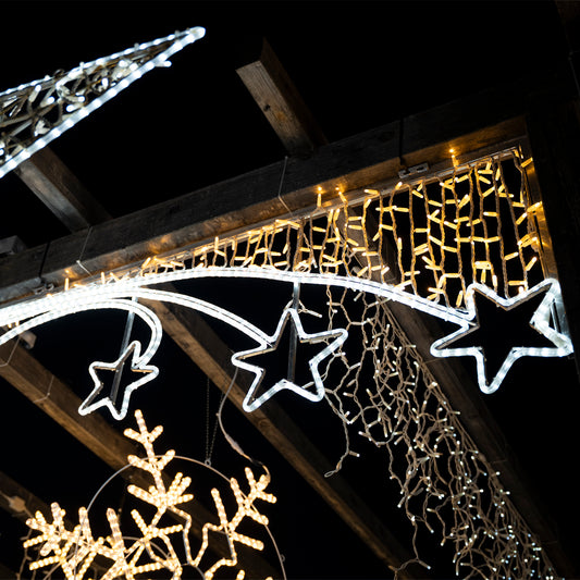 Figura Luminosa 3 Stelle 180x70 cm - LED Bicolore Bianco Freddo/Caldo per Esterno