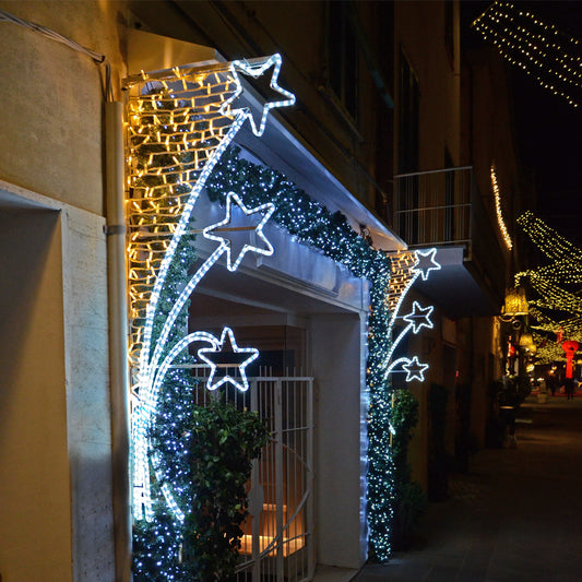 Figura Luminosa 3 Stelle 180x70 cm - LED Bicolore Bianco Freddo/Caldo per Esterno