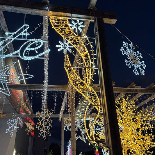 Figura Ribbon LED Bianco e Bianco Caldo 200x68 cm