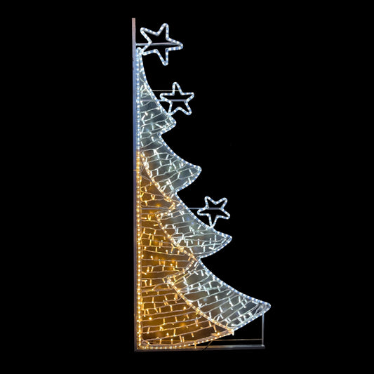 Figura Mezzo Albero LED Bianco e Bianco Caldo 200x83 cm
