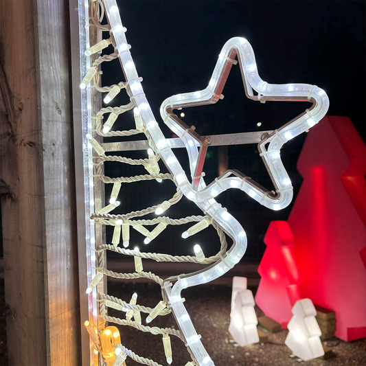 Figura Mezzo Albero LED Bianco e Bianco Caldo 200x83 cm