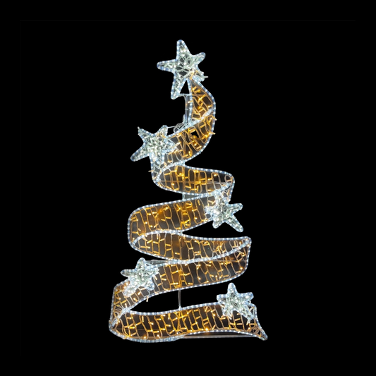 Figura Albero Ribbon LED Bianco e Bianco Caldo 180x100 cm