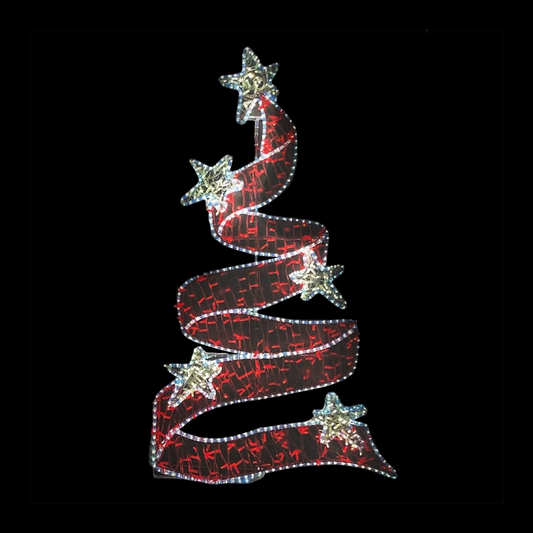 Figura Albero Ribbon LED Bianco e Bianco Caldo 180x100 cm