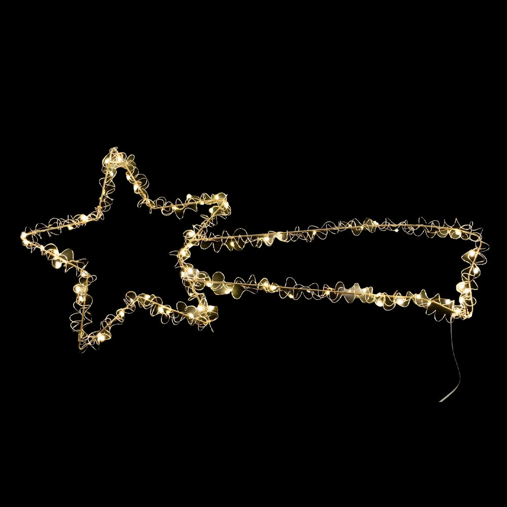 Cometa luminosa decorativa con gocce LED full flash bianche