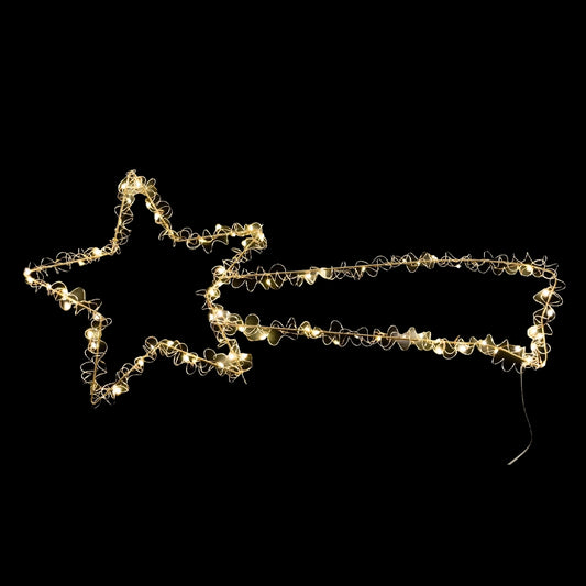 Cometa luminosa decorativa con gocce LED full flash bianche