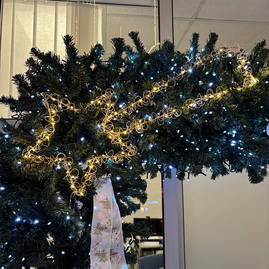 Cometa luminosa decorativa con gocce LED full flash bianche