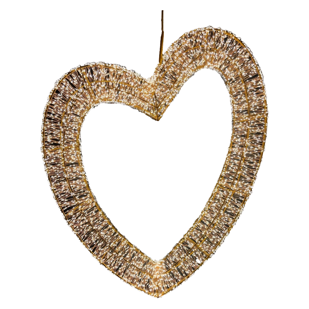Maxi Cuore 3D 70cm con 4320 Gocce LED Bianco