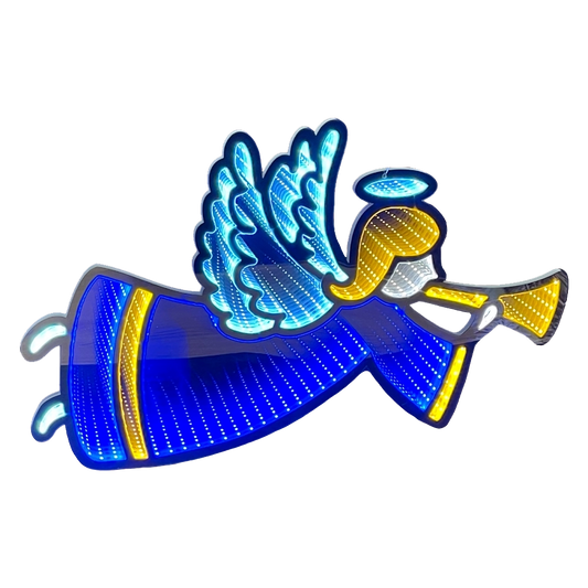 Angelo natalizio da appendere da 65 cm con luci Infinity Light