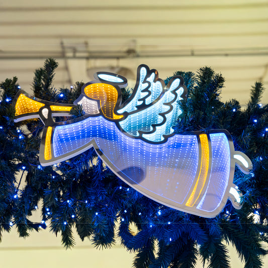 Angelo natalizio da appendere da 65 cm con luci Infinity Light