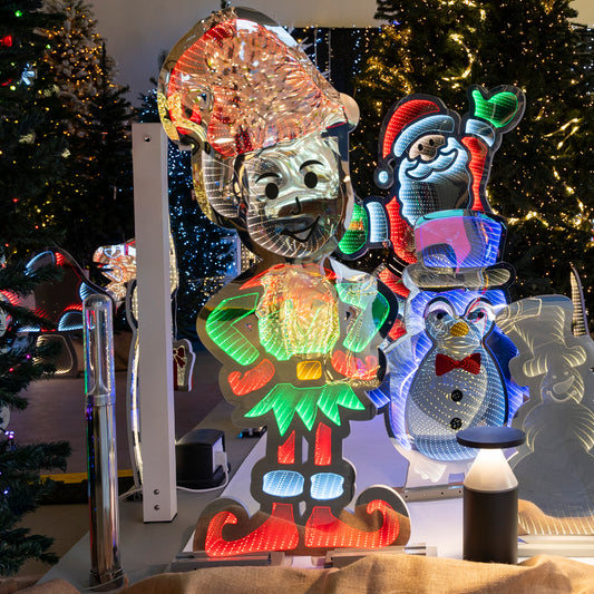 Elfo natalizio alto 120 cm con luci LED multicolore Infinity Light