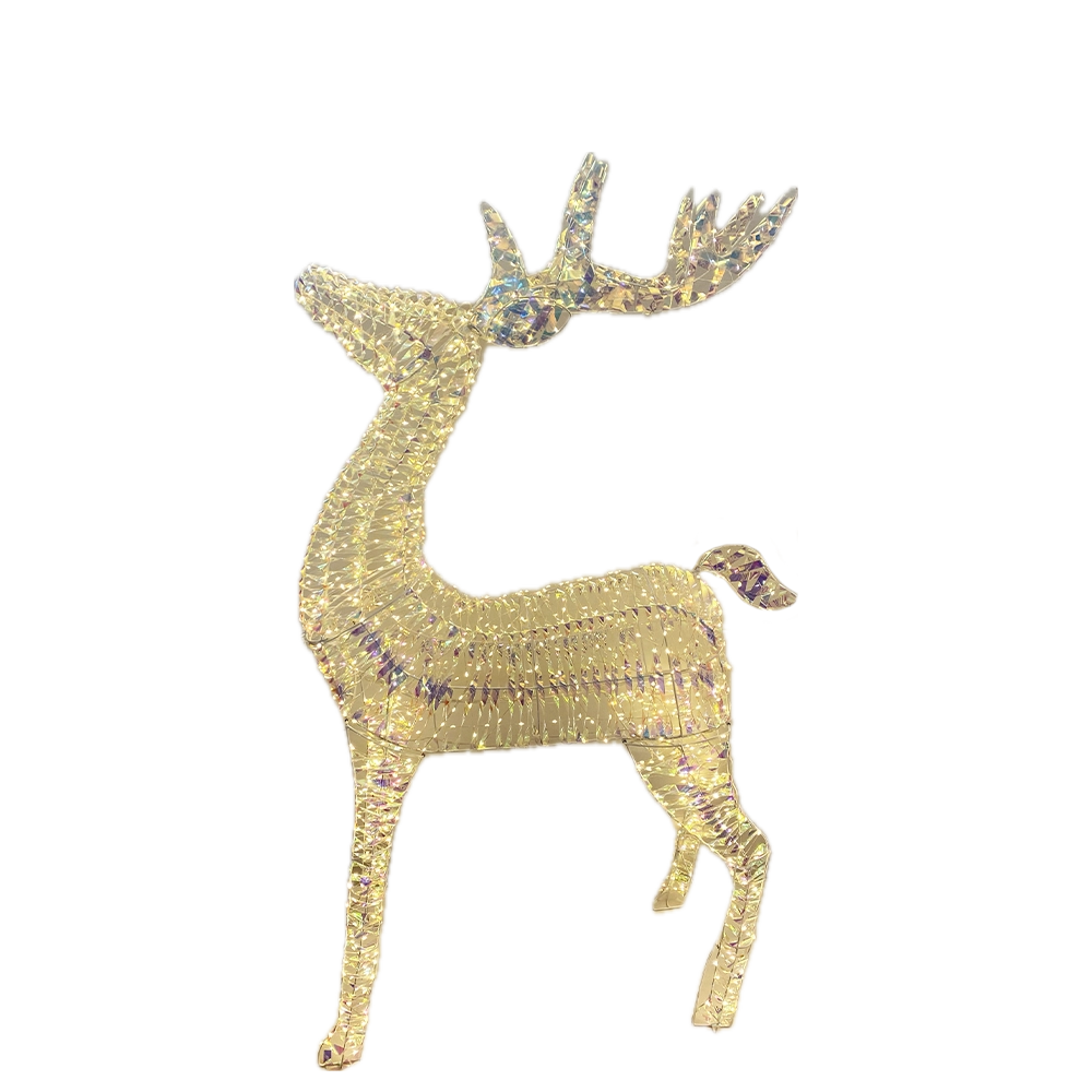 Renna luminosa Prestige effetto Rainbow con 600 gocce di LED colorati