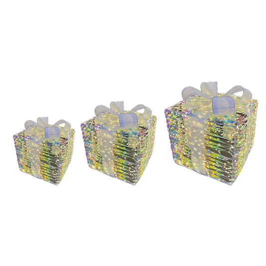 Set 3 Pacchi Regalo Luminosi effetto Rainbow
