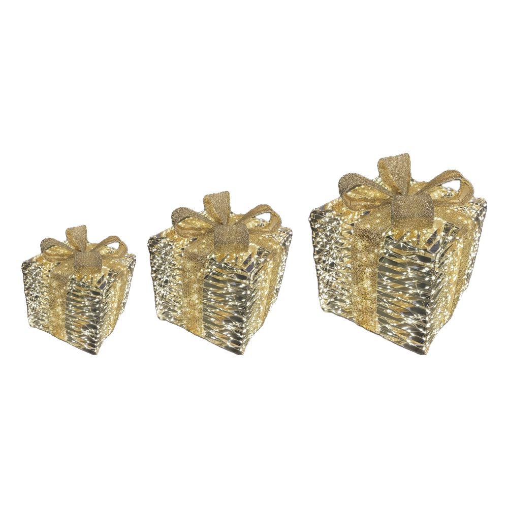 Set 3 Pacchi Regalo Luminosi Prestige Gold con 4200 LED