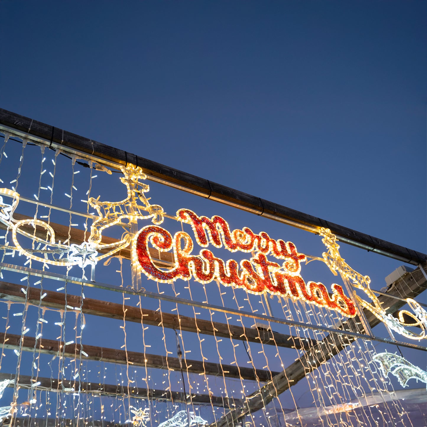 Insegna Luminosa “Merry Christmas” Bianco e Bianco Caldo 400x96 cm