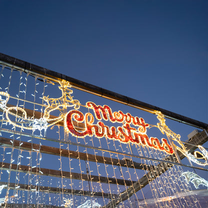 Insegna Luminosa “Merry Christmas” Bianco e Bianco Caldo 400x96 cm