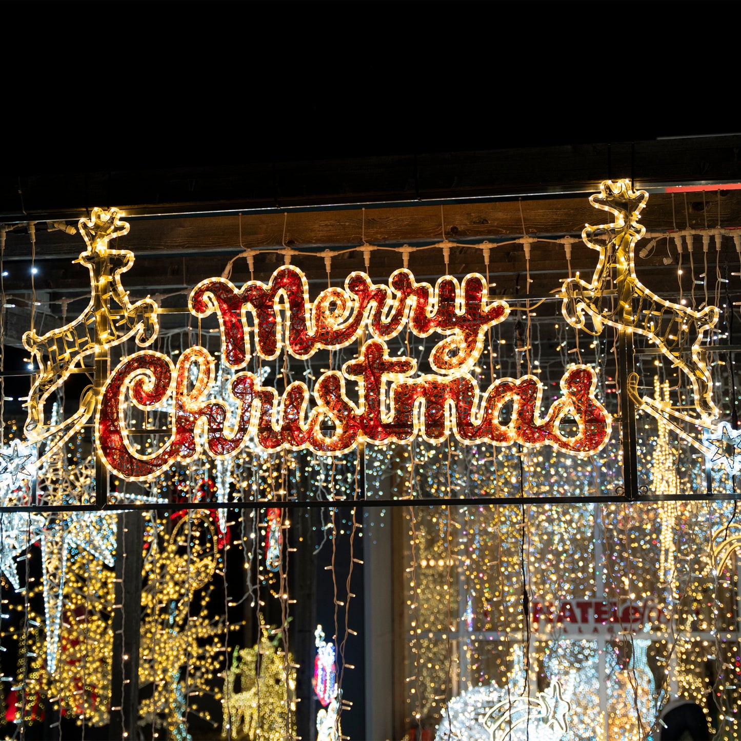 Insegna Luminosa “Merry Christmas” Bianco e Bianco Caldo 400x96 cm