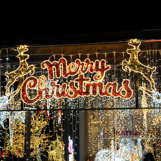 Insegna Luminosa “Merry Christmas” Bianco e Bianco Caldo 400x96 cm