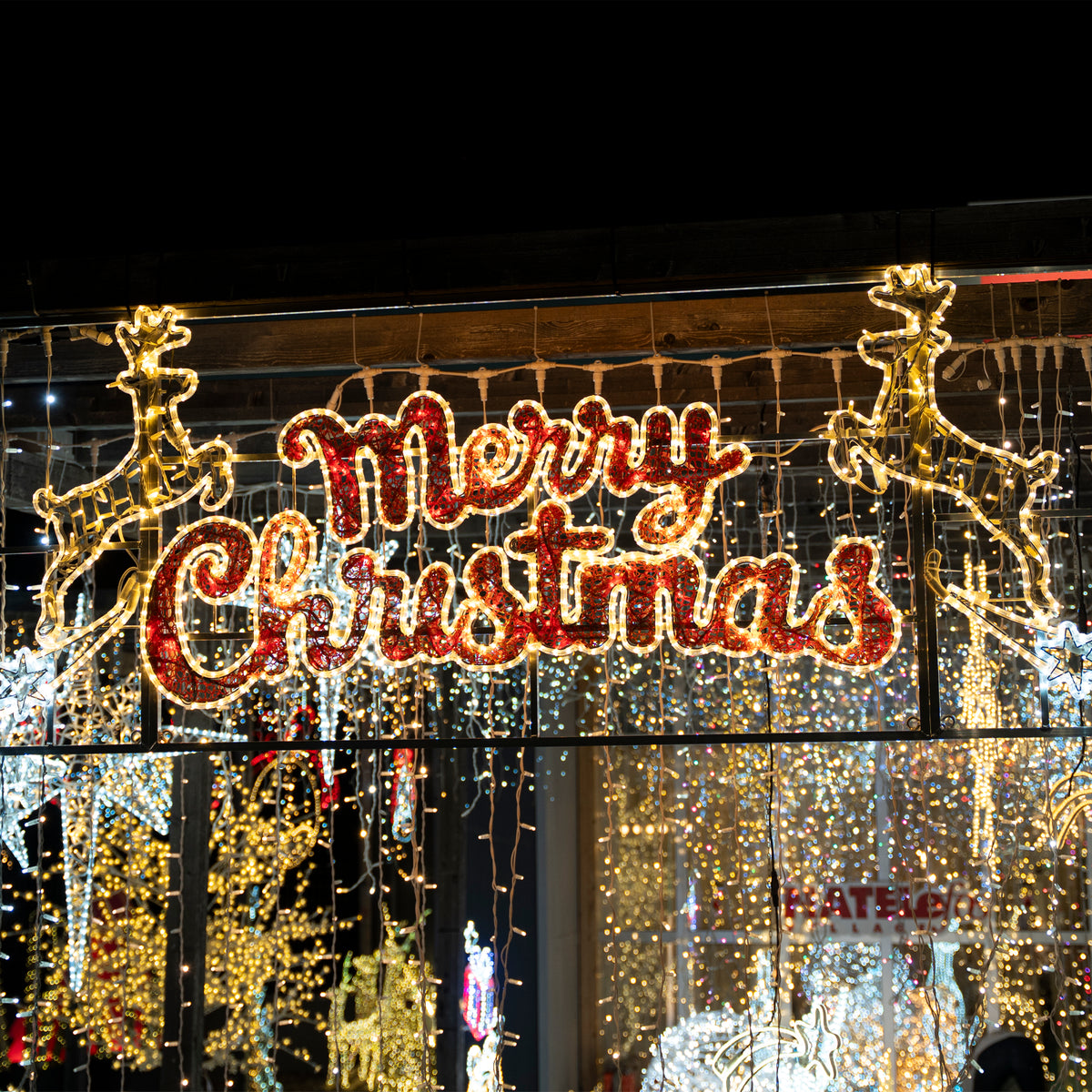 Insegna Luminosa “Merry Christmas” Bianco e Bianco Caldo 400x96 cm