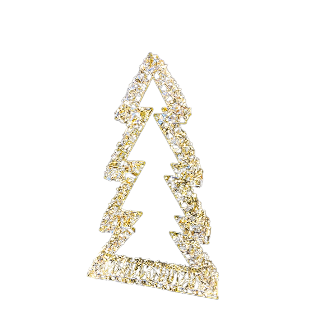 Albero 3D dorato con luci LED bianco caldo