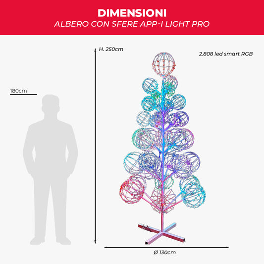 Albero Luminoso con Sfere APP-I Light Pro 250 cm