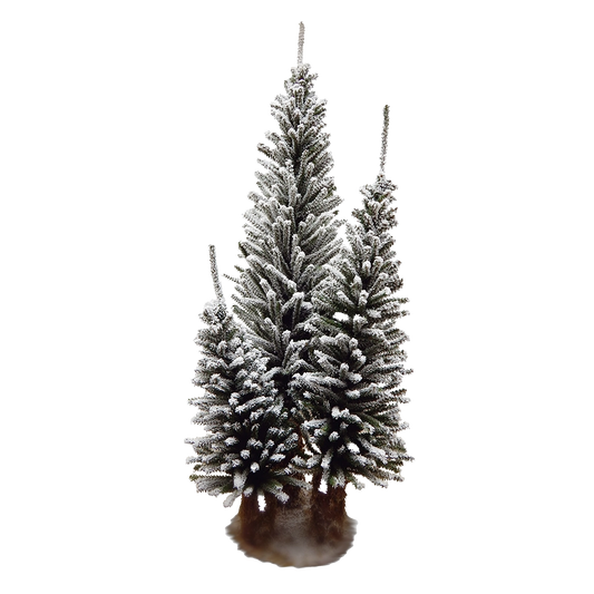Composizione 3 Alberi di Natale Innevati 135cm