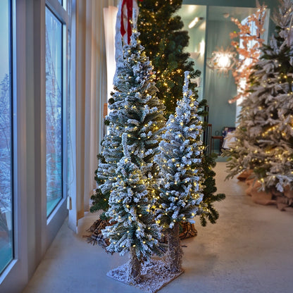 Composizione 3 Alberi di Natale Innevati 135cm