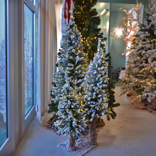 Composizione 3 Alberi di Natale Innevati 135cm