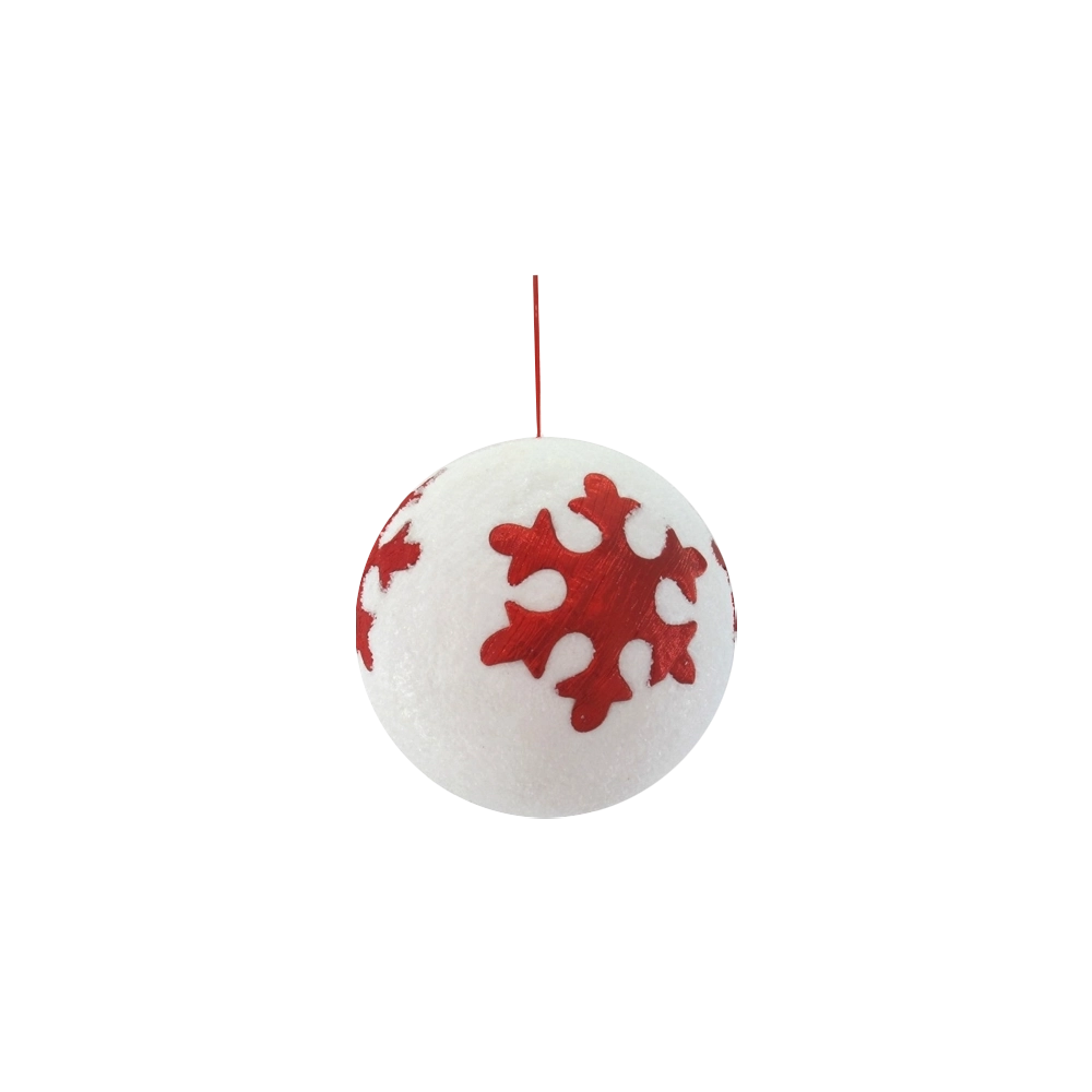 Sfera Decorativa Crystal Chic 25cm Bianca con Decoro Patch Stoffa Rossa