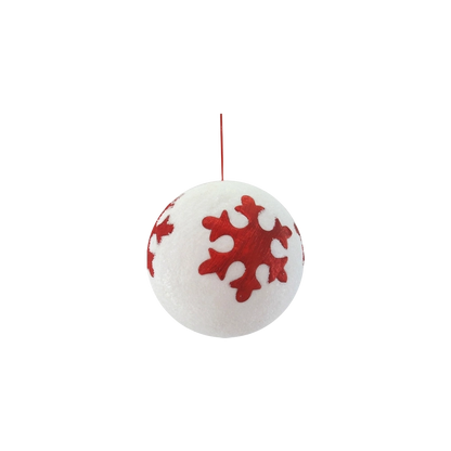 Sfera Decorativa Crystal Chic 25cm Bianca con Decoro Patch Stoffa Rossa