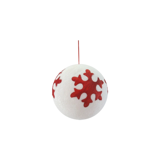 Sfera Decorativa Crystal Chic 25cm Bianca con Decoro Patch Stoffa Rossa