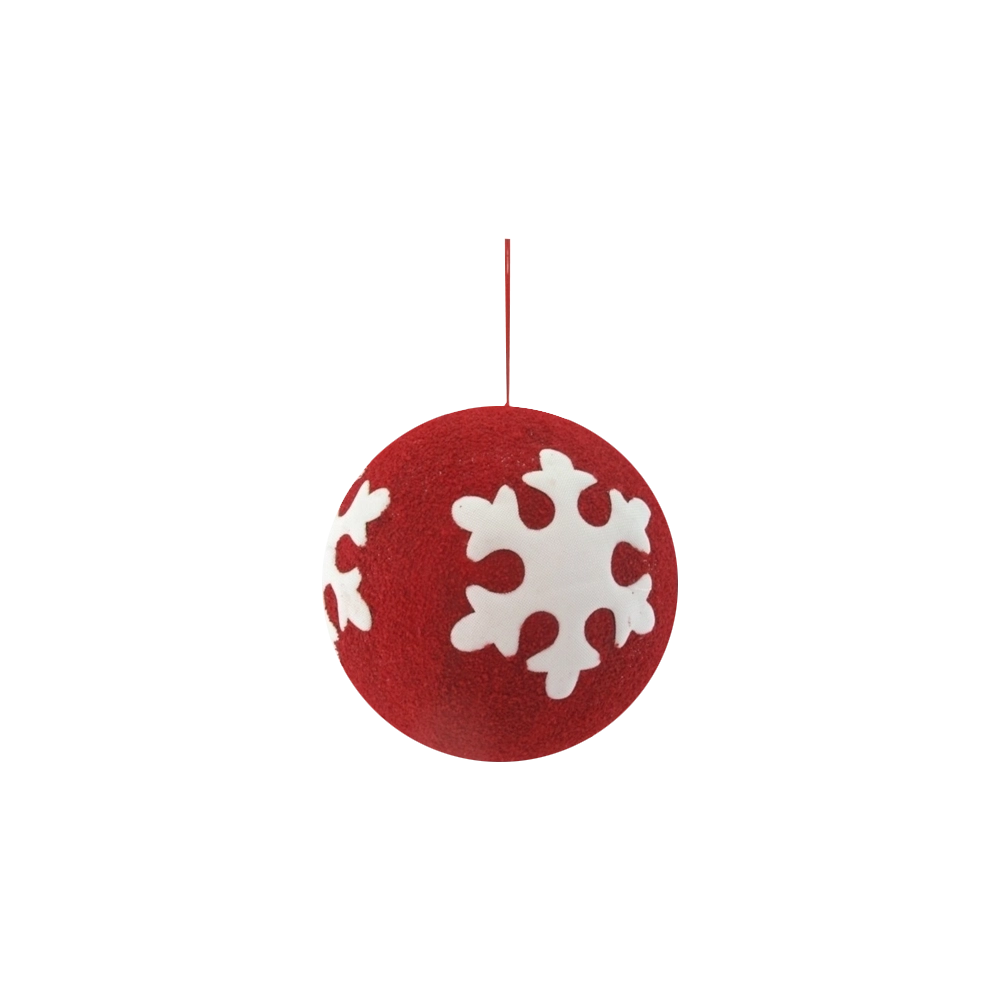 Pallina di Natale Rossa 25 cm Crystal Chic - Decorazione Patch in Tessuto Bianco