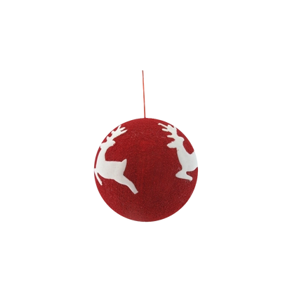 Pallina di Natale Rossa 25 cm Crystal Chic - Decorazione Patch in Tessuto Bianco