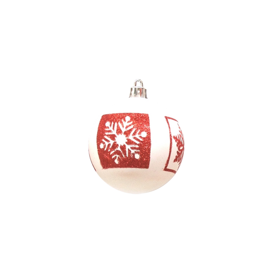 Sfera Decorativa Natalizia 7cm Bianca/Rossa
