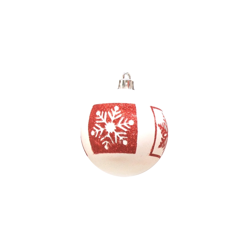 Sfera Decorativa Natalizia 7cm Bianca/Rossa