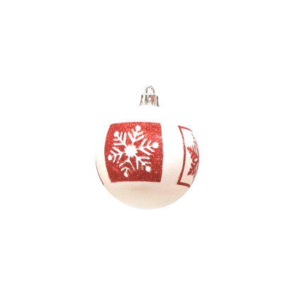 Sfera Decorativa Natalizia 7cm Bianca/Rossa