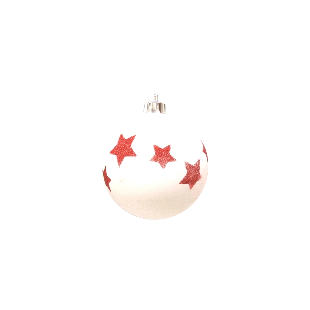 Sfera Decorativa Natalizia 7cm Bianca/Rossa