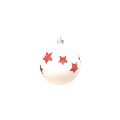 Sfera Decorativa Natalizia 7cm Bianca/Rossa