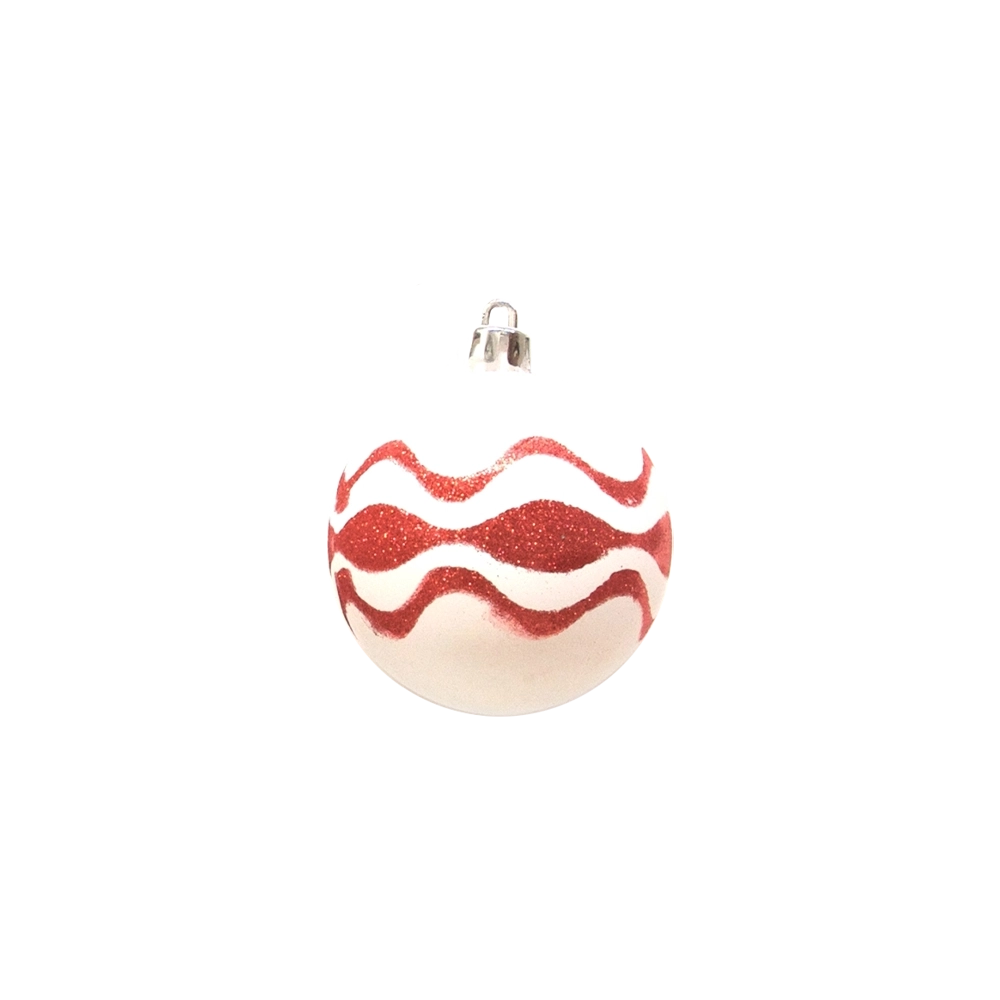 Sfera Decorativa Natalizia 7cm Bianca/Rossa