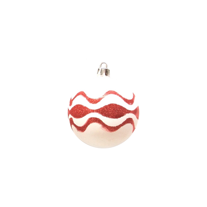 Sfera Decorativa Natalizia 7cm Bianca/Rossa