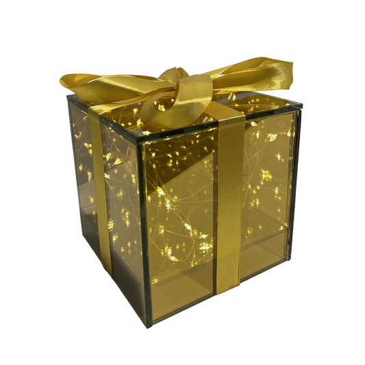 Pacco Regalo Decorativo in Vetro Gold Natalizio 12cm