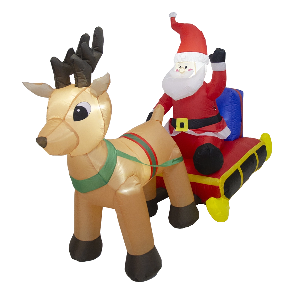 Babbo Natale con Slitta Gonfiabile Luminoso 100x210cm