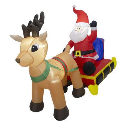 Babbo Natale con Slitta Gonfiabile Luminoso 100x210cm