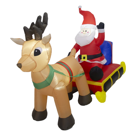 Babbo Natale con Slitta Gonfiabile Luminoso 100x210cm