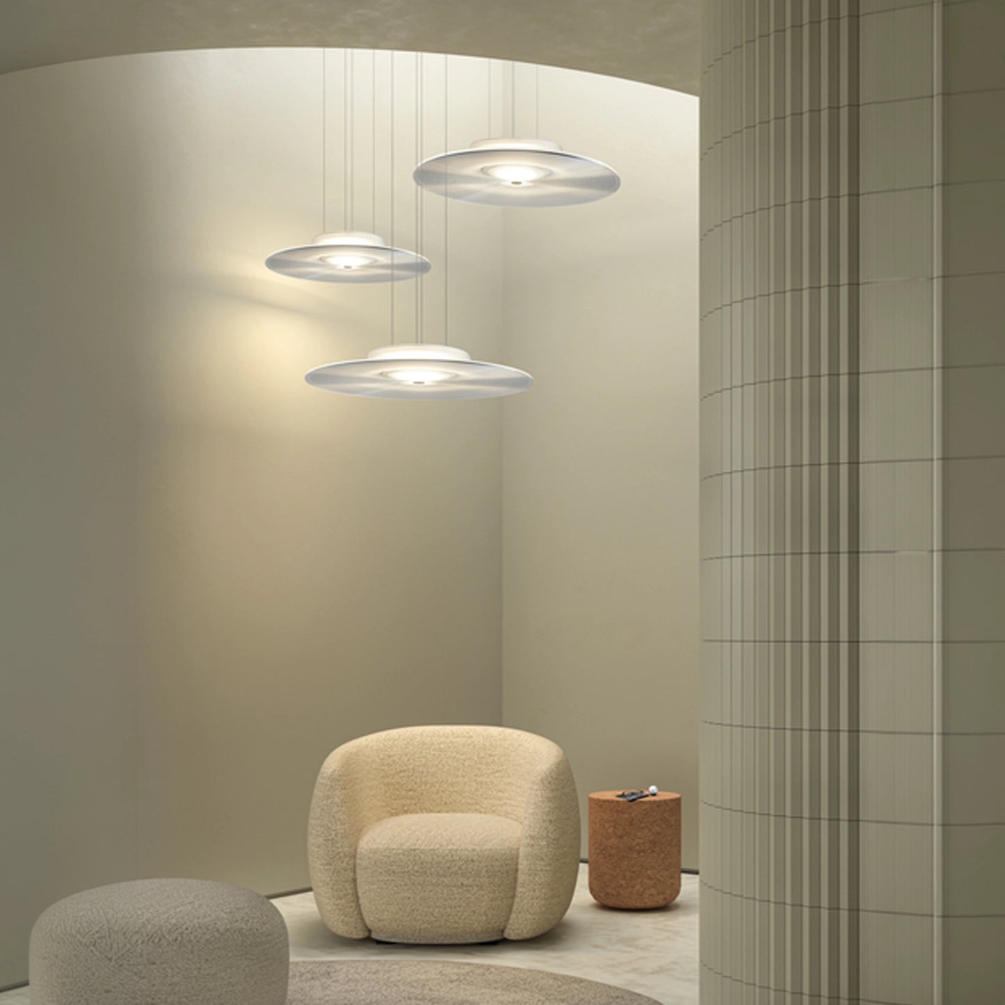 FLUDD Sospensione - lampada LED a Luce Diffusa con Mini-Prismature Antiabbaglianti