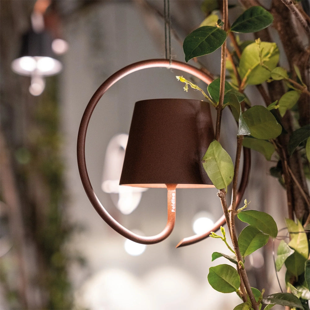 Poldina Sospesa Singola – Lampada Ricaricabile Corten