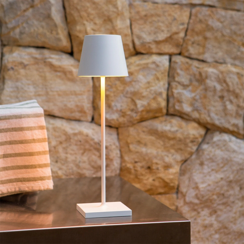 POLDINA PRO Zafferano Bianca - Lampada da Tavolo Ricaricabile Finiture Lusso